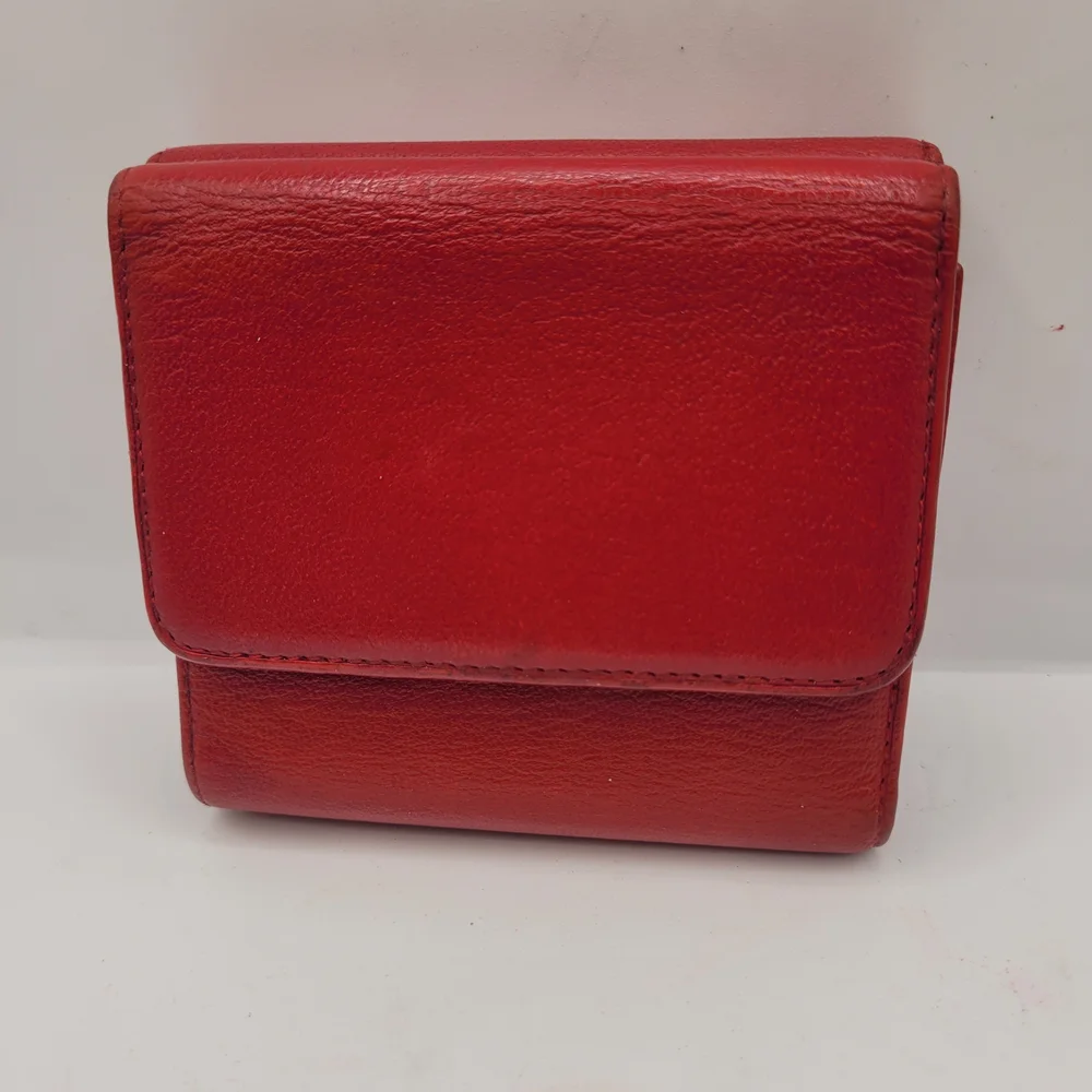CHANEL Red Leather Wallet Luxurious Design